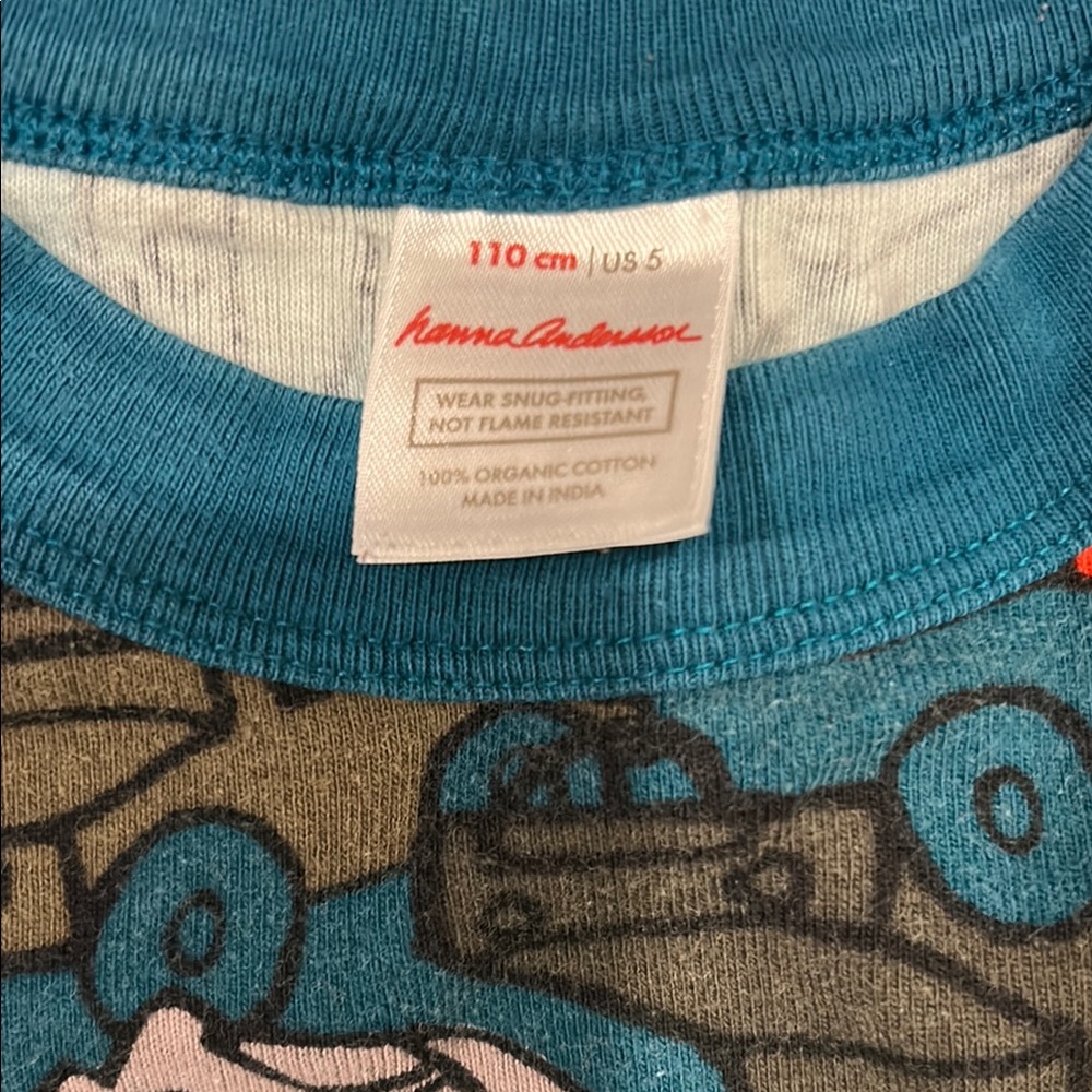 Hanna Andersson kid's Long Sleeve Car Print Pajama Set - Blue/Teal - Picture 2 of 3